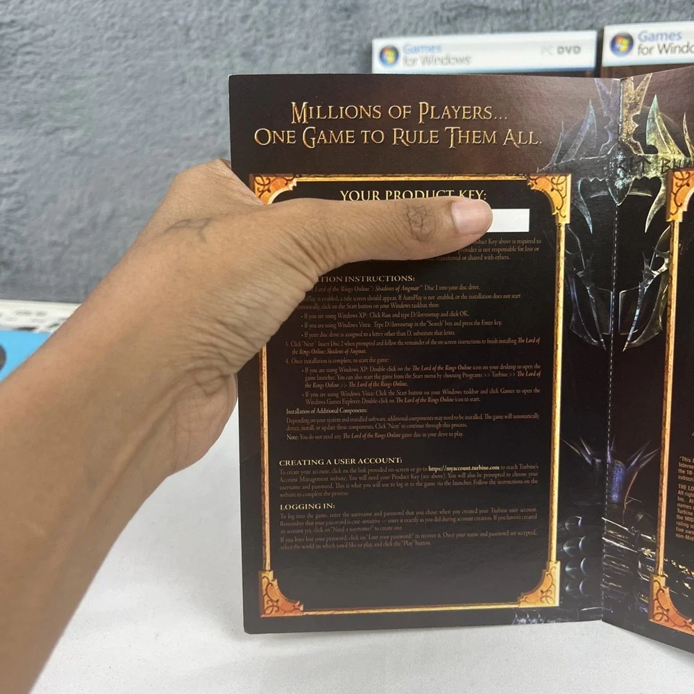 Lord of the Rings Online: Shadows of Angmar (PC, 2007) Disc 2 Only Extra Manuals